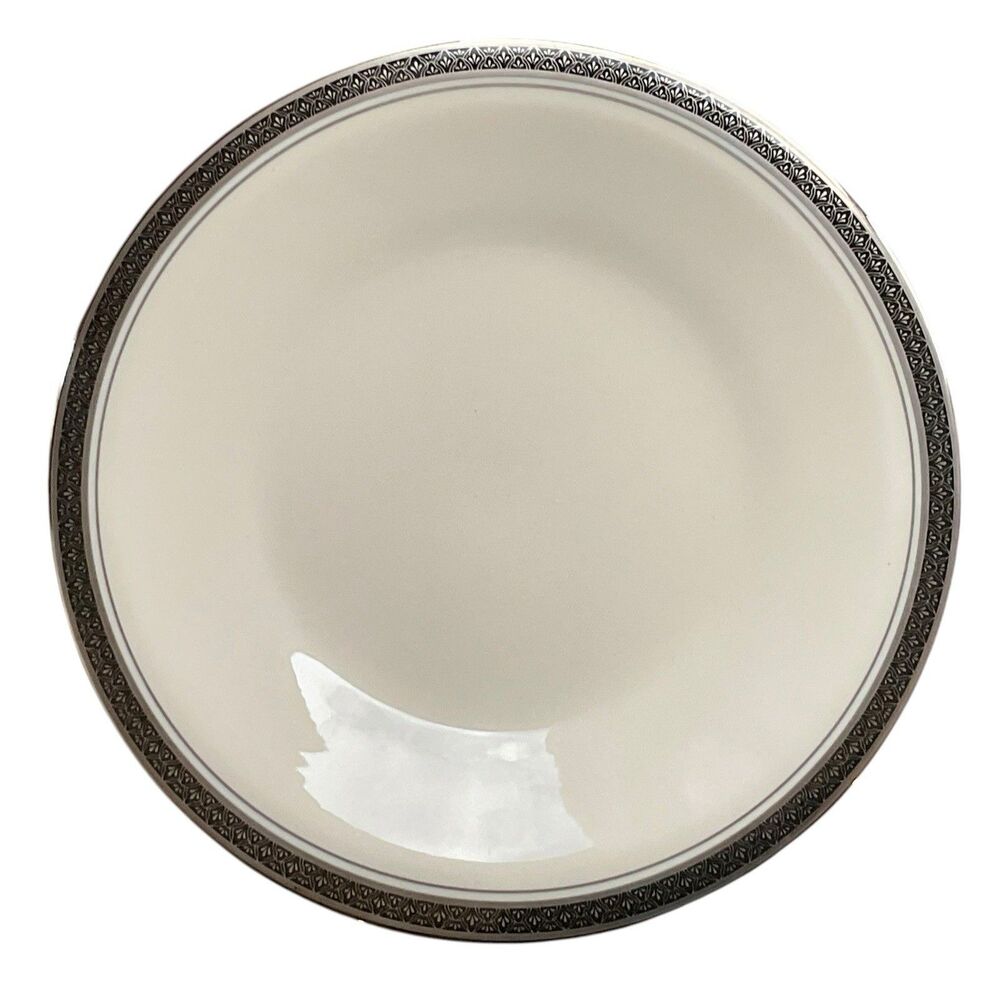 Set Of 5 Franciscan INDIGO China Salad Plates 6 1/4” Black Silver Rim USA 1970s